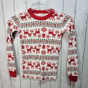 Hanna Andersson Pajama Top Kids US 12 150 Christmas Organic Reindeer Fair Isle.